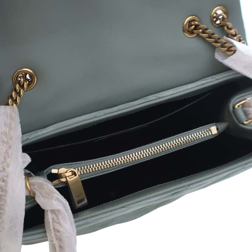 Saint Laurent Small Suede Loulou Shoulder Bag Green Leather Good condition - Model View