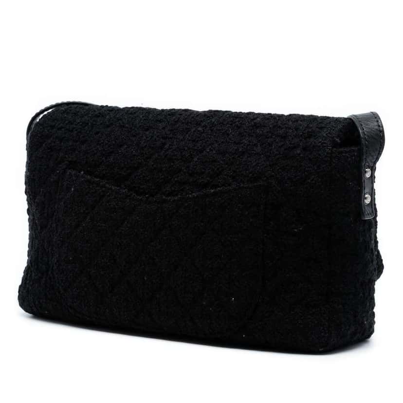 Chanel Jumbo Reissue 2.55 Quilted Tweed Easy Messenger Flap Black Tweed Good condition - Back View