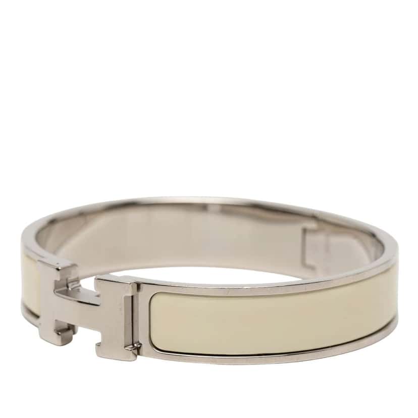 Hermès Narrow Enamel Clic H Bracelet TGM White Good condition - Back View
