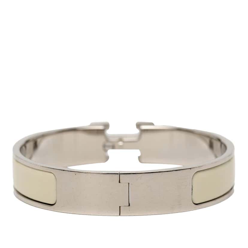 Hermès Narrow Enamel Clic H Bracelet TGM White Good condition - Inside View