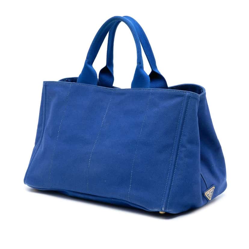 Prada Large Canvas Canapa Logo Satchel Blue Canvas Good condition - Back View