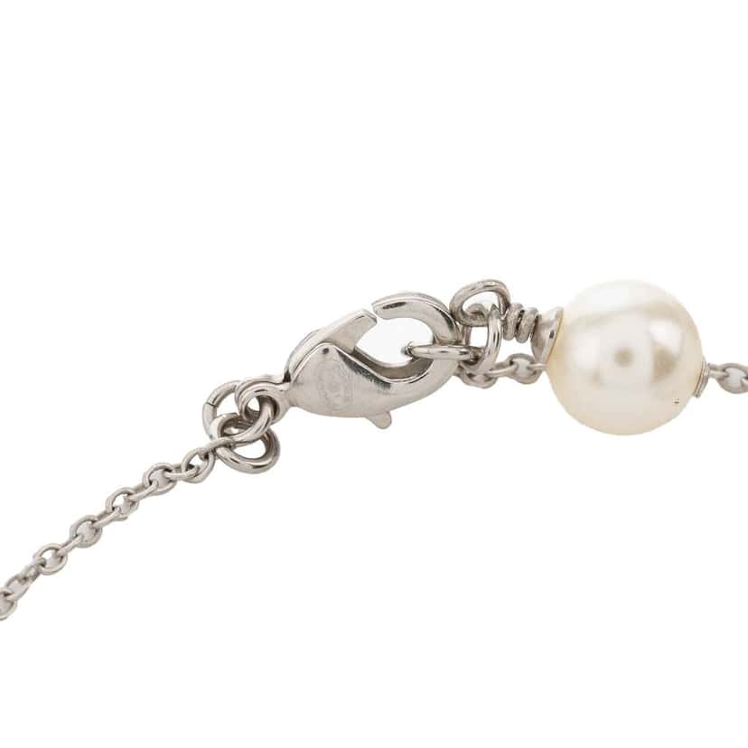 Chanel Silver Plated CC Rhinestones Pendant Necklace Silver Metal Good condition - Inside View
