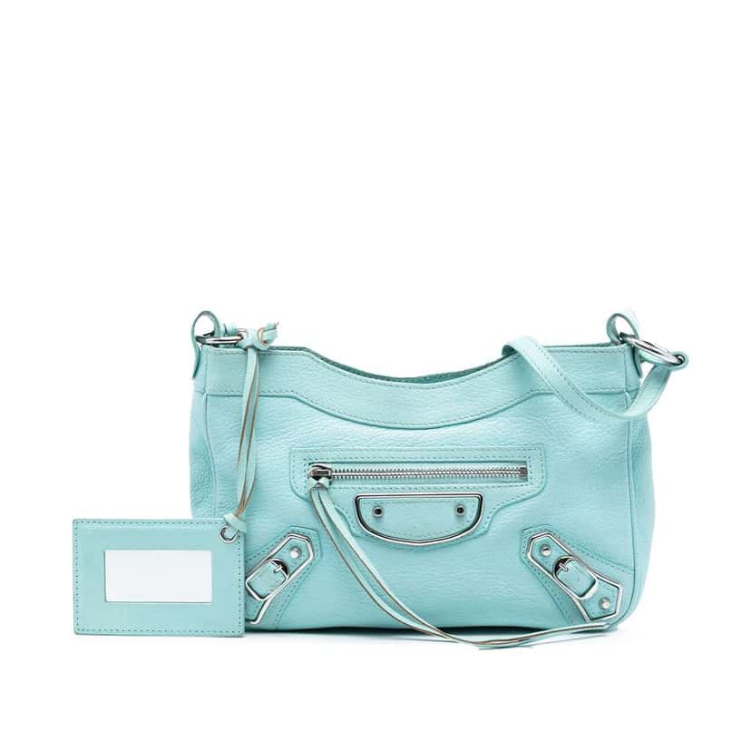 Balenciaga Chevre Motocross Classic Metallic Edge Hip Crossbody Blue Leather Good condition - Front View
