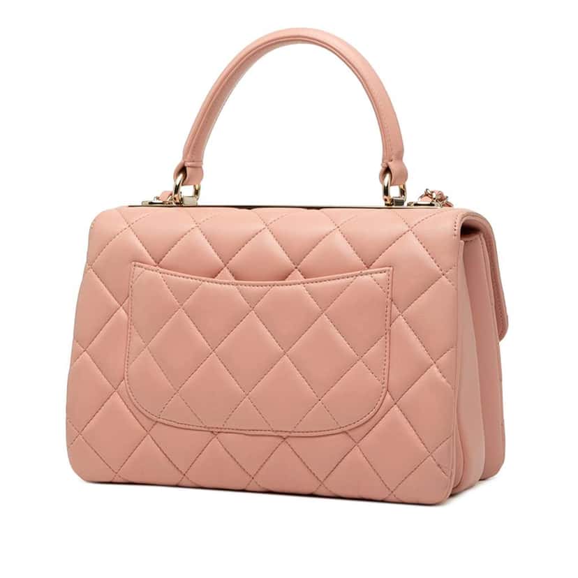 Chanel Small Quilted Lambskin Trendy CC Flap Pink Leather Good condition - Back View