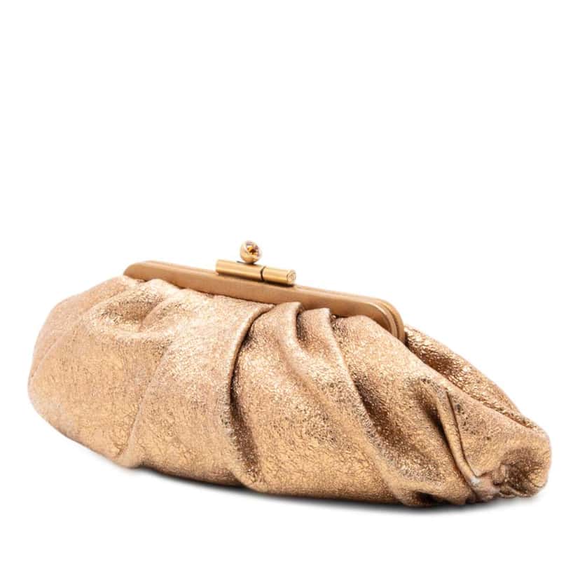 Chanel Metallic Crackled Calfskin Monte Carlo Clutch Gold Leather Very good condition - Back View