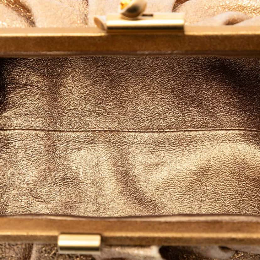 Chanel Metallic Crackled Calfskin Monte Carlo Clutch Gold Leather Very good condition - Model View
