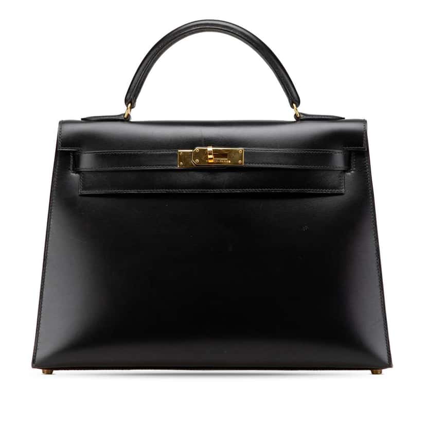 Hermès Box Calf Kelly Sellier 32 Black Leather Good condition - Front View