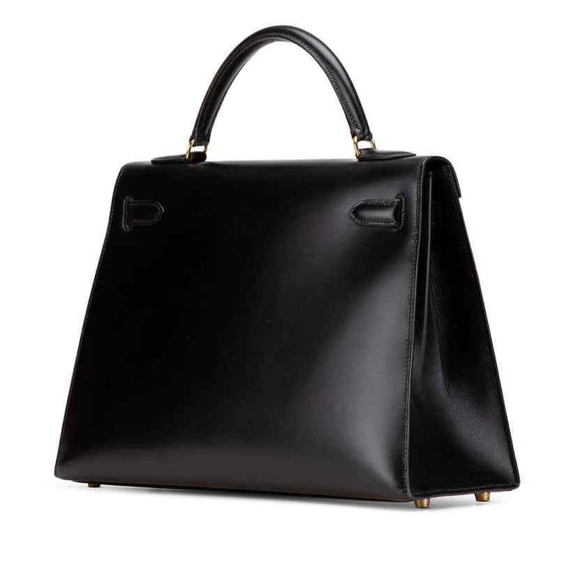 Hermès Box Calf Kelly Sellier 32 Black Leather Good condition - Back View