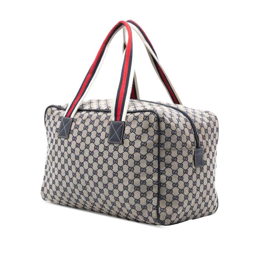Gucci GG Canvas Web Travel Bag Grey Canvas Good condition - Back View