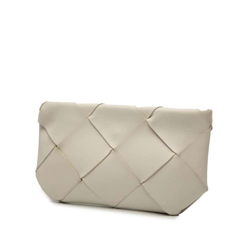 Bottega Veneta Nappa Maxi Intrecciato Blown Up Pouch White Leather Good condition - Back View