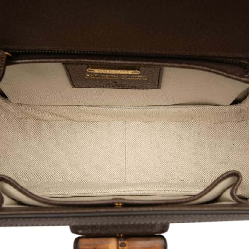 Gucci 100th Anniversary Medium Canvas 1947 Bamboo Top Handle Bag Brown Canvas Good condition - Model View