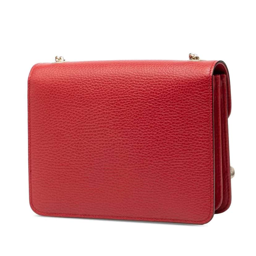 Gucci Small Dollar Calfskin Interlocking G Crossbody Red Leather Good condition - Back View
