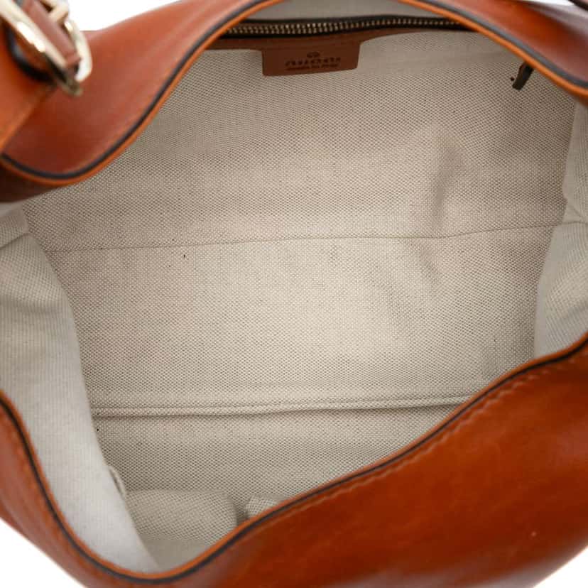 Gucci Calfskin Jackie O Bouvier Crossbody Brown Leather Good condition - Model View