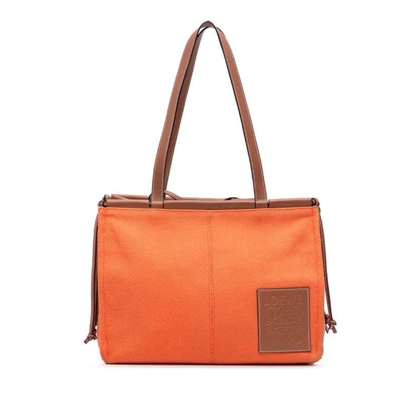 Loewe Small Canvas Cushion Tote Orange Canvas Good condition - Front View