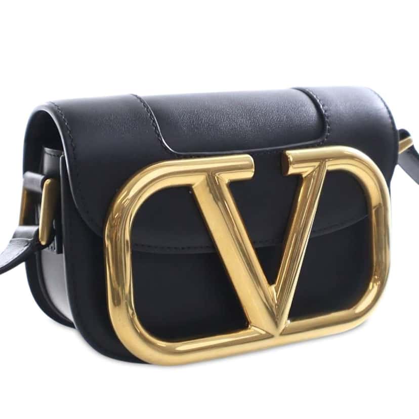 Valentino Small Leather Supervee Crossbody Black Leather Good condition - Back View