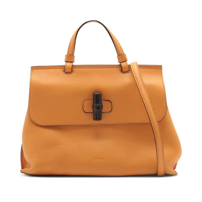 Gucci Medium Leather Bamboo Daily Satchel Orange Leather Good condition - Front View