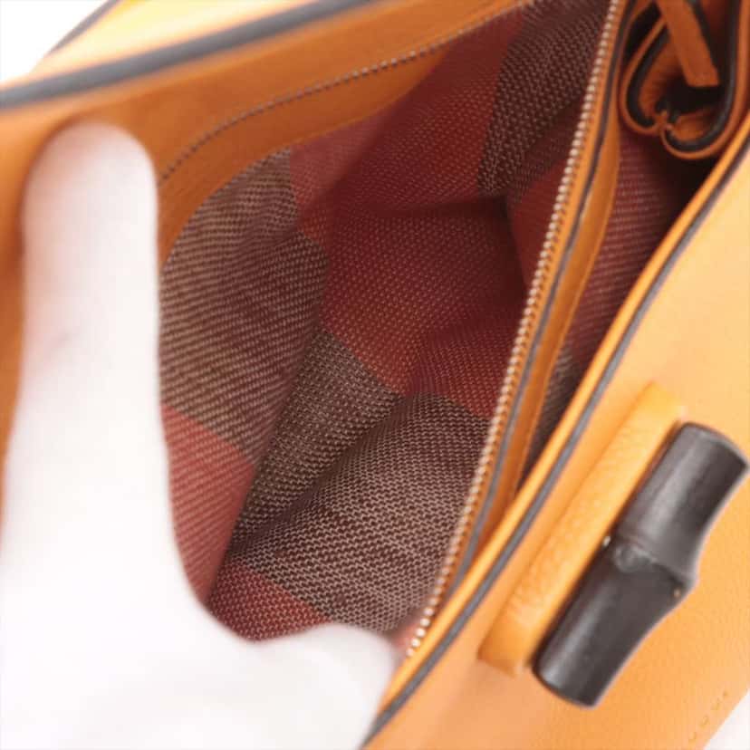 Gucci Medium Leather Bamboo Daily Satchel Orange Leather Good condition - Box View
