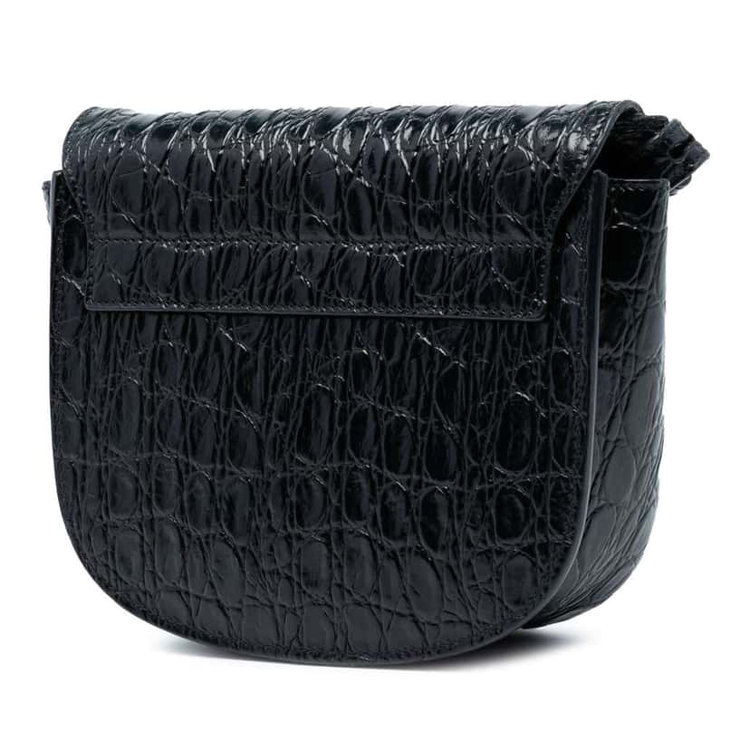 Saint Laurent Small Croc Embossed Monogram Kaia Crossbody Black Leather Good condition - Back View