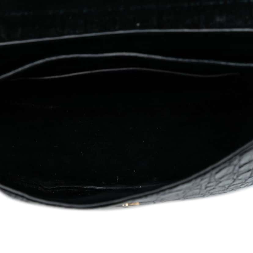 Saint Laurent Small Croc Embossed Monogram Kaia Crossbody Black Leather Good condition - Model View