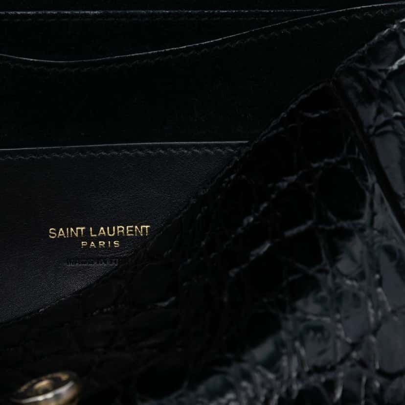 Saint Laurent Small Croc Embossed Monogram Kaia Crossbody Black Leather Good condition - Box View