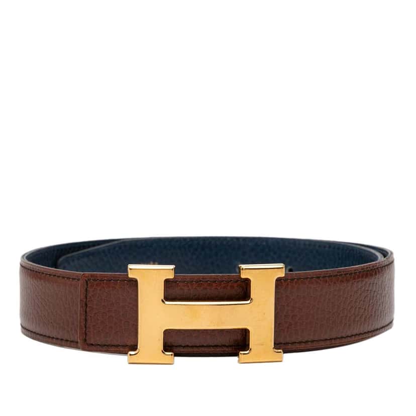 Hermès Togo Constance H Reversible Belt Brown Leather Good condition - Front View