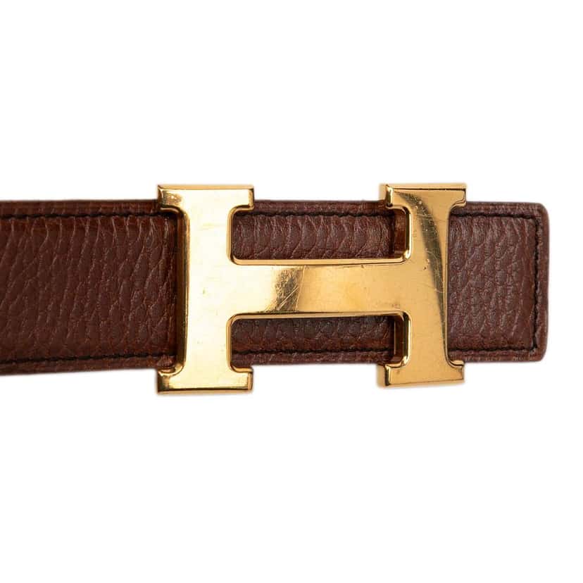 Hermès Togo Constance H Reversible Belt Brown Leather Good condition - Box View
