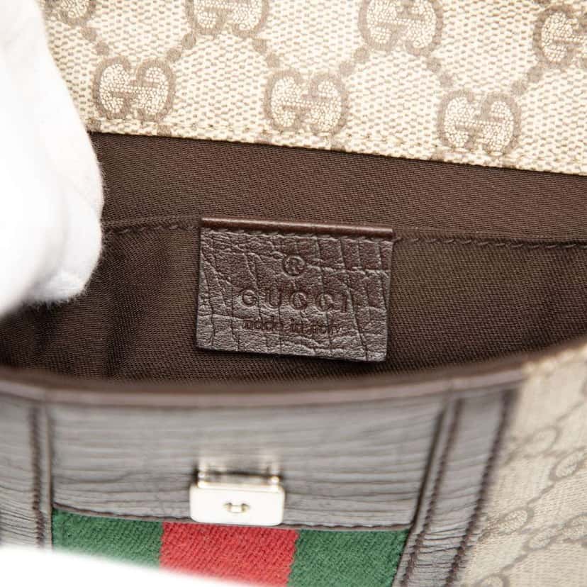 Gucci GG Supreme Web Belt Bag Brown Canvas Good condition - Box View