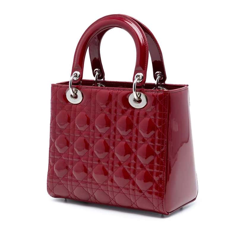 Dior Medium Patent Cannage Lady Dior Red Leather Good condition - Back View