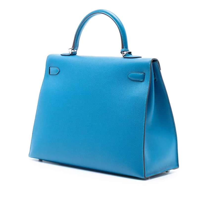 Hermès Epsom Kelly II Retourne 35 Blue Leather Very good condition - Back View
