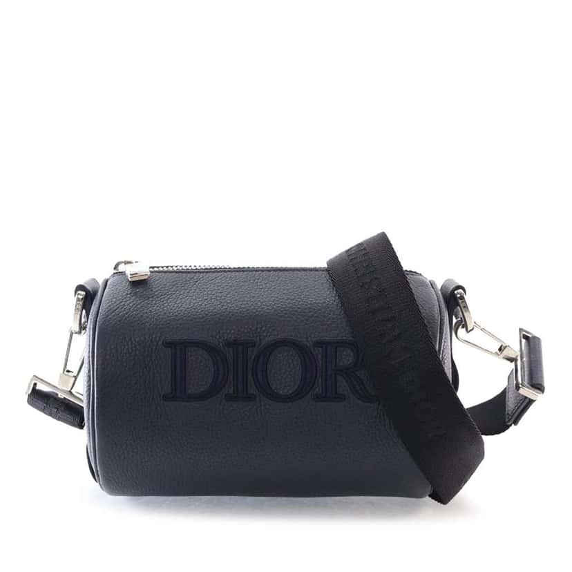 Dior Grained Calfskin Roller Messenger Bag Blue Leather Good condition - Front View