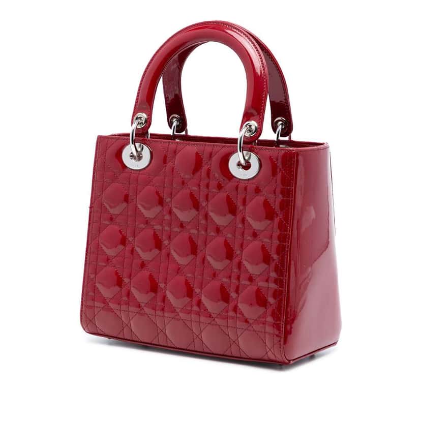 Dior Medium Patent Cannage Lady Dior Red Leather Good condition - Back View