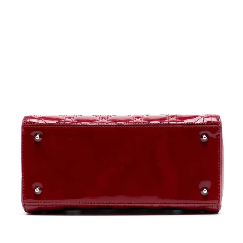 Dior Medium Patent Cannage Lady Dior Red Leather Good condition - Inside View