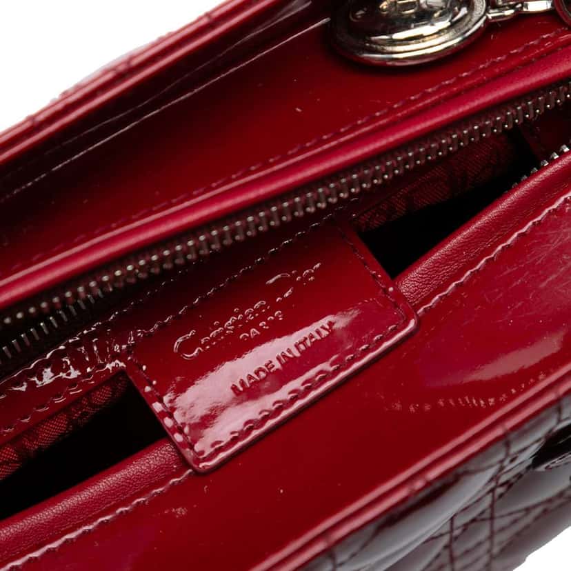Dior Medium Patent Cannage Lady Dior Red Leather Good condition - Box View