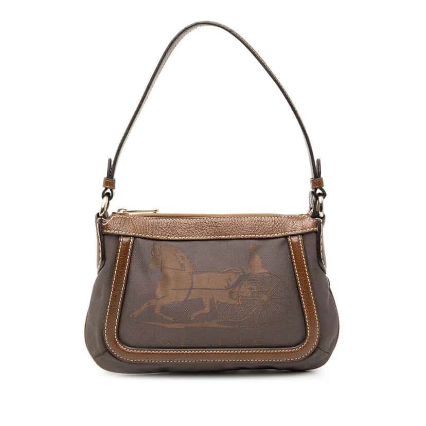 Celine Canvas Carriage Shoulder Bag Brown Canvas Good condition - Front View