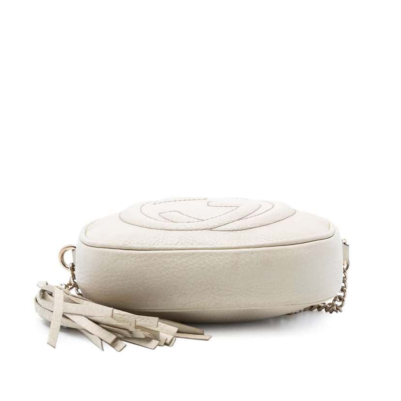 Gucci Mini Pebbled Calfskin Soho Chain Crossbody White Leather Very good condition - Inside View