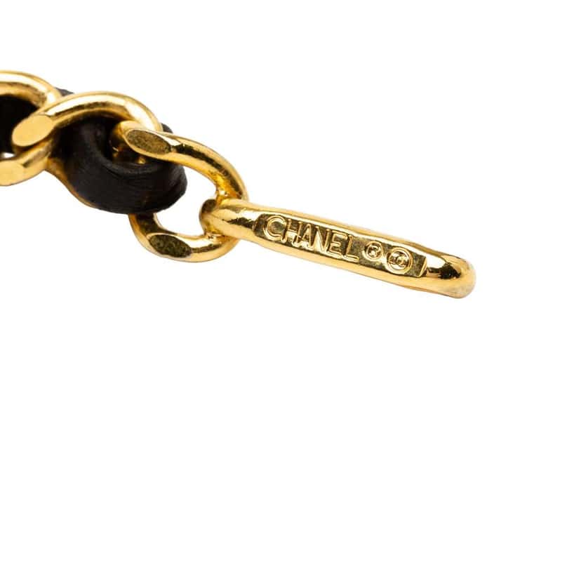Chanel Leather Woven Gold Plated CC Medallion Chain Belt Gold Metal Good condition - Inside View
