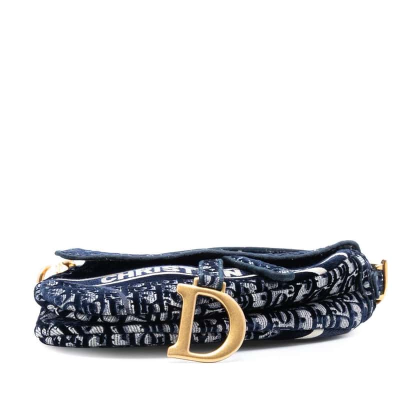 Dior Oblique Embroidered Canvas Saddle Bag Blue Canvas Good condition - Inside View