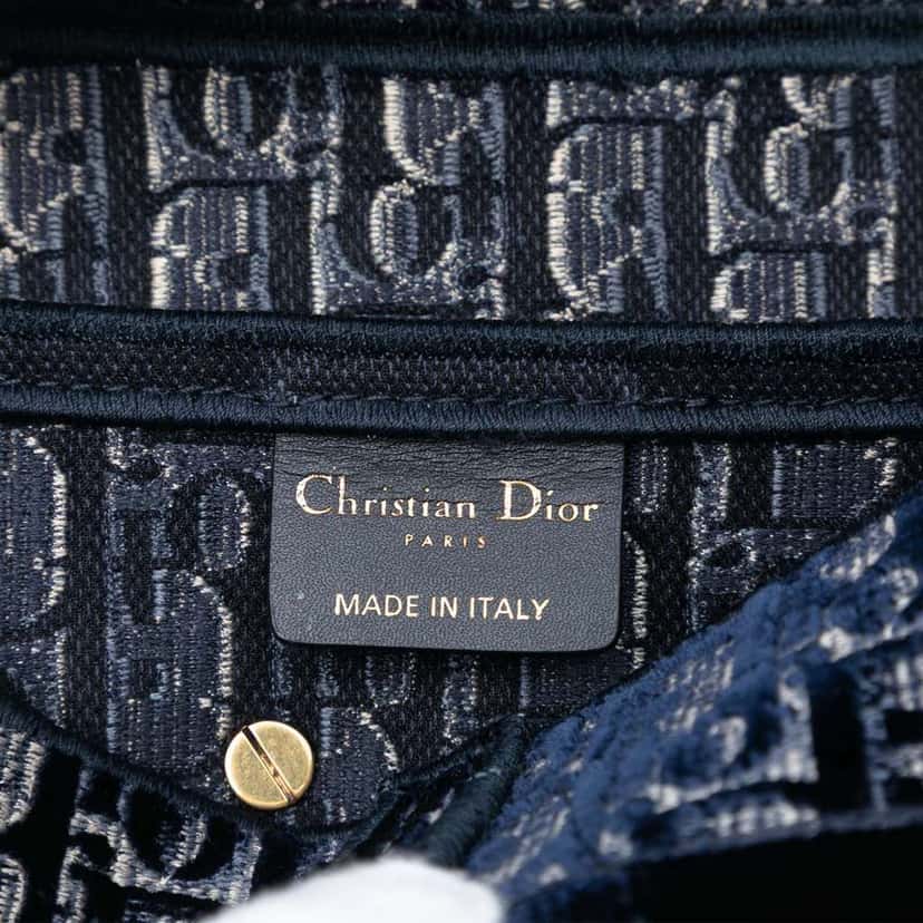 Dior Oblique Embroidered Canvas Saddle Bag Blue Canvas Good condition - Box View
