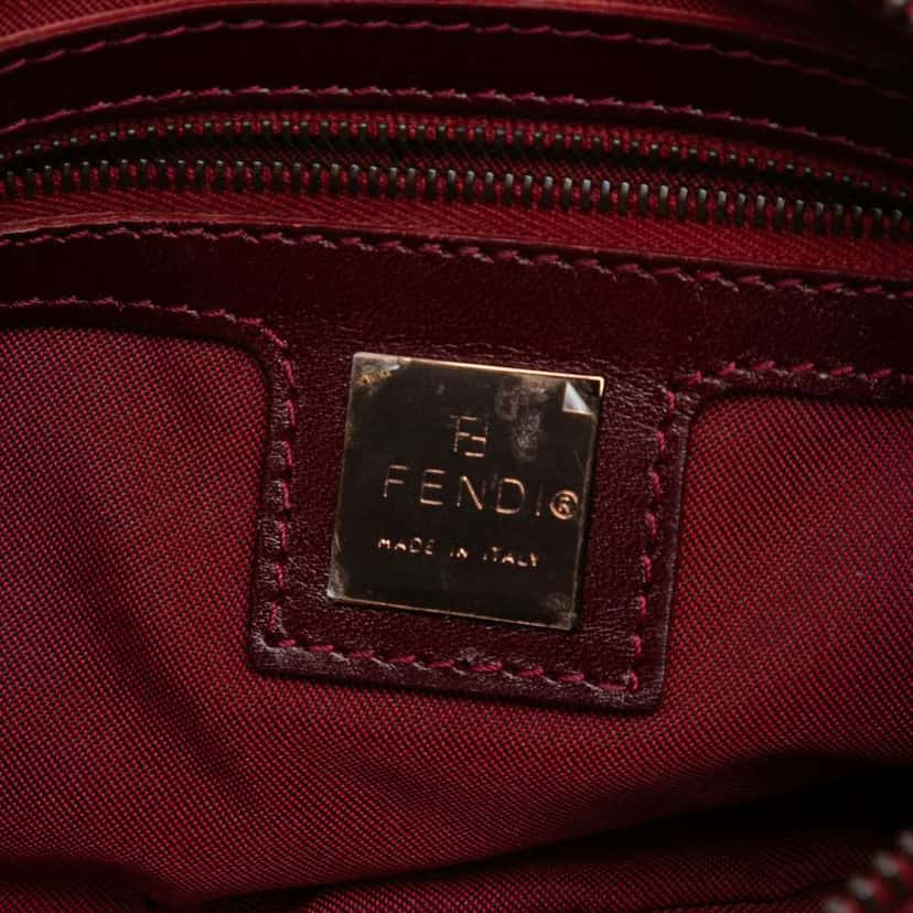 Fendi Zucchino Canvas Shoulder Bag Red Canvas Good condition - Box View