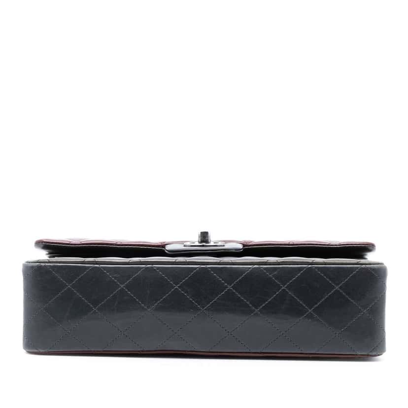 Chanel Medium Classic Tricolor Lambskin Double Flap Black Leather Very good condition - Inside View