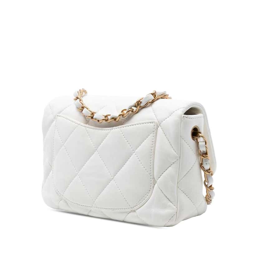 Chanel Small Quilted Lambskin Acrylic Coco Love Flap White Leather Good condition - Back View