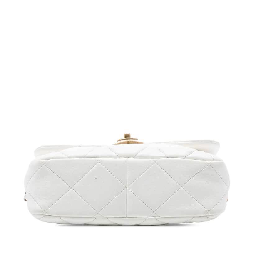 Chanel Small Quilted Lambskin Acrylic Coco Love Flap White Leather Good condition - Inside View