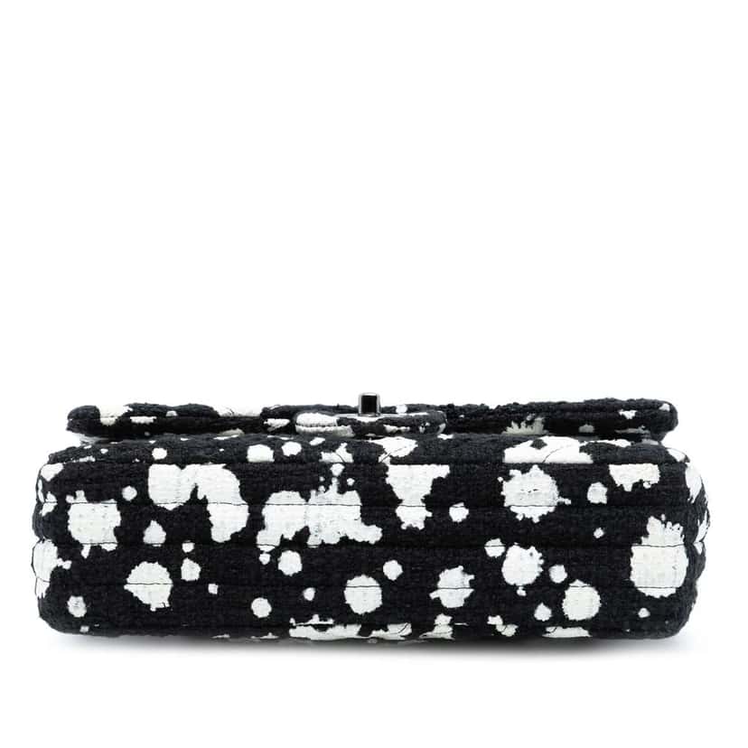 Chanel Medium Chevron Tweed Paint Splatter Double Flap Black Tweed Good condition - Inside View