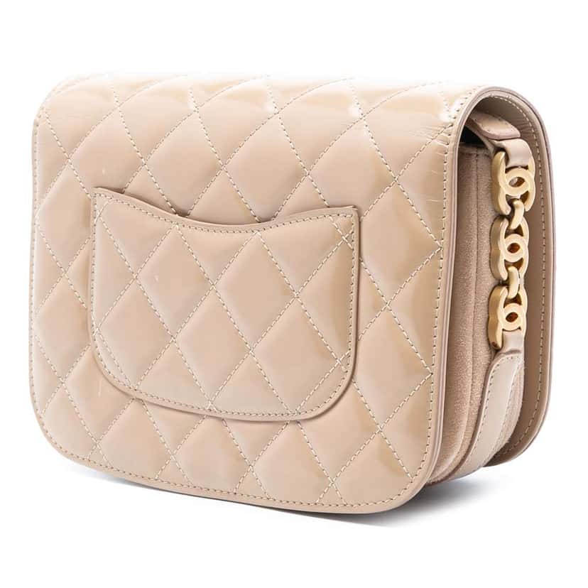 Chanel Mini Shiny Calfskin My Sweet CC Flap Brown Leather Fair condition - Back View