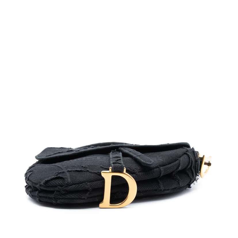Dior Canvas Embroidered Camouflage Saddle Bag Black Canvas Good condition - Inside View