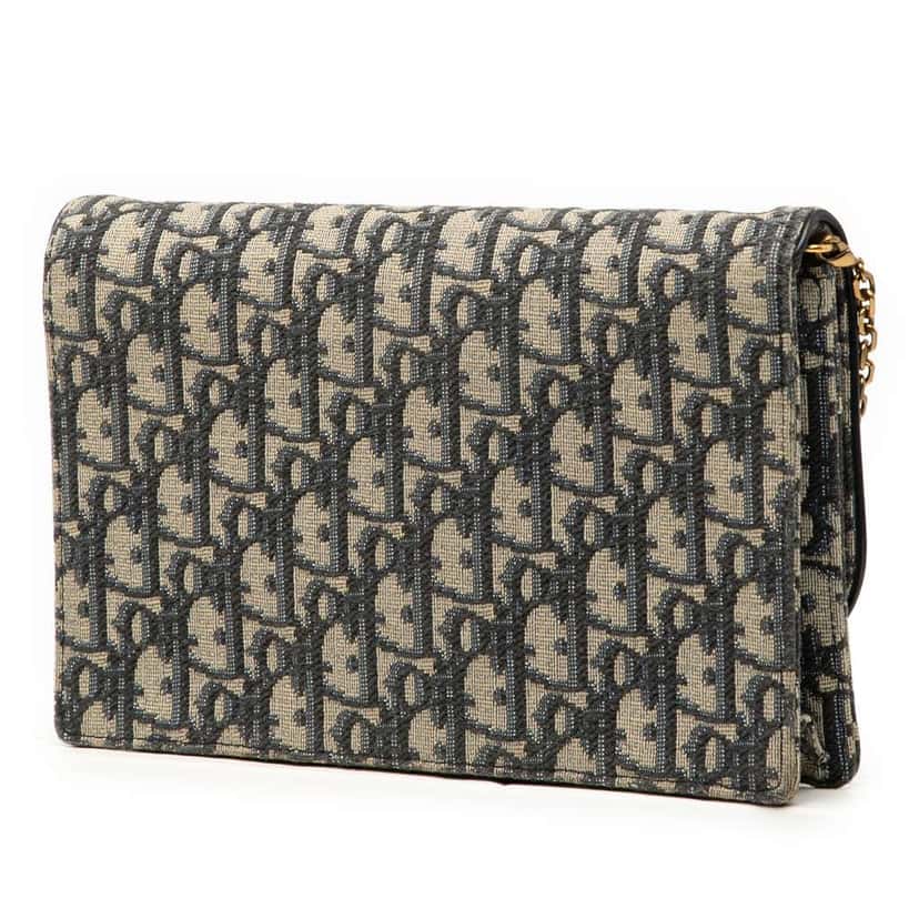 Dior Oblique Canvas Saddle Wallet On Chain Blue Canvas Good condition - Back View