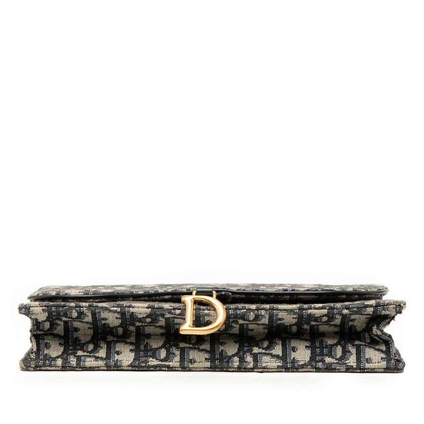 Dior Oblique Canvas Saddle Wallet On Chain Blue Canvas Good condition - Inside View