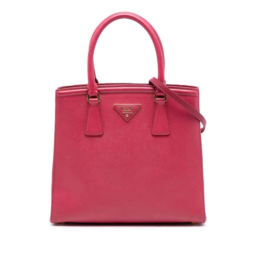Prada Saffiano Lux Parabole Satchel Pink Leather Good condition - Front View