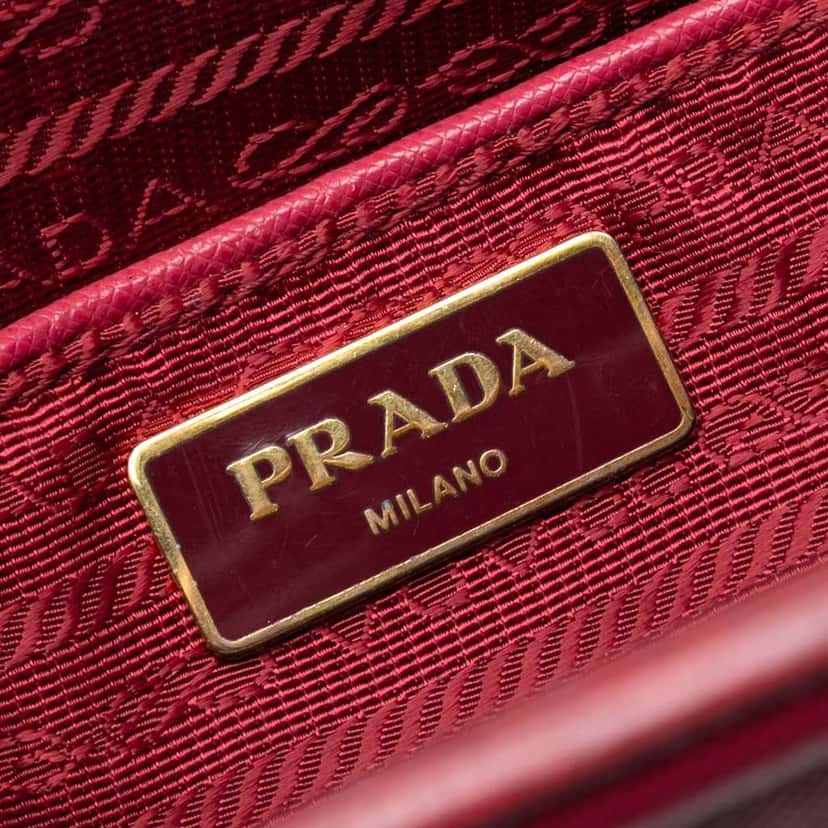 Prada Saffiano Lux Parabole Satchel Pink Leather Good condition - Box View