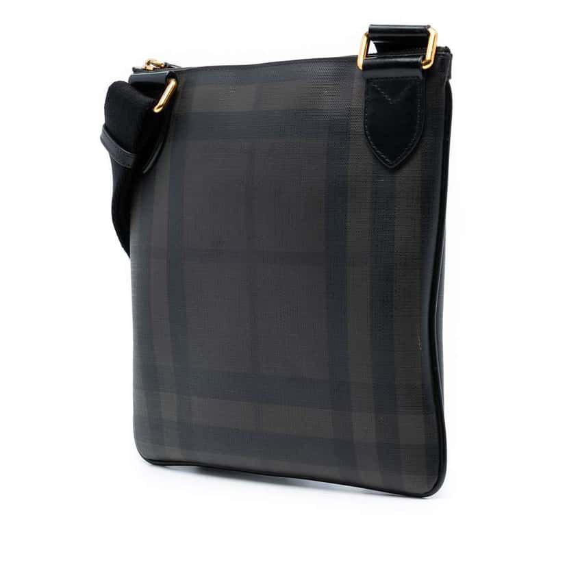 Burberry Smoke Check Coated Canvas Beckley Crossbody Brown Canvas Good condition - Back View